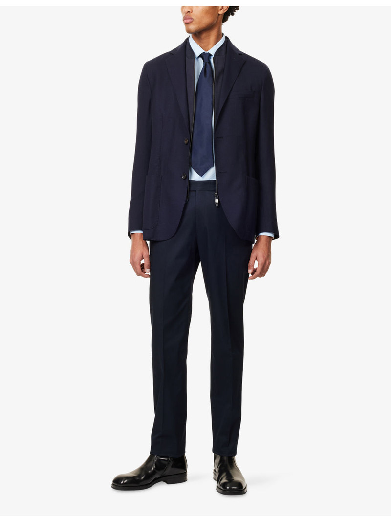 CORNELIANI Contrast-Panel Notch-Lapels Wool Blazer outlook