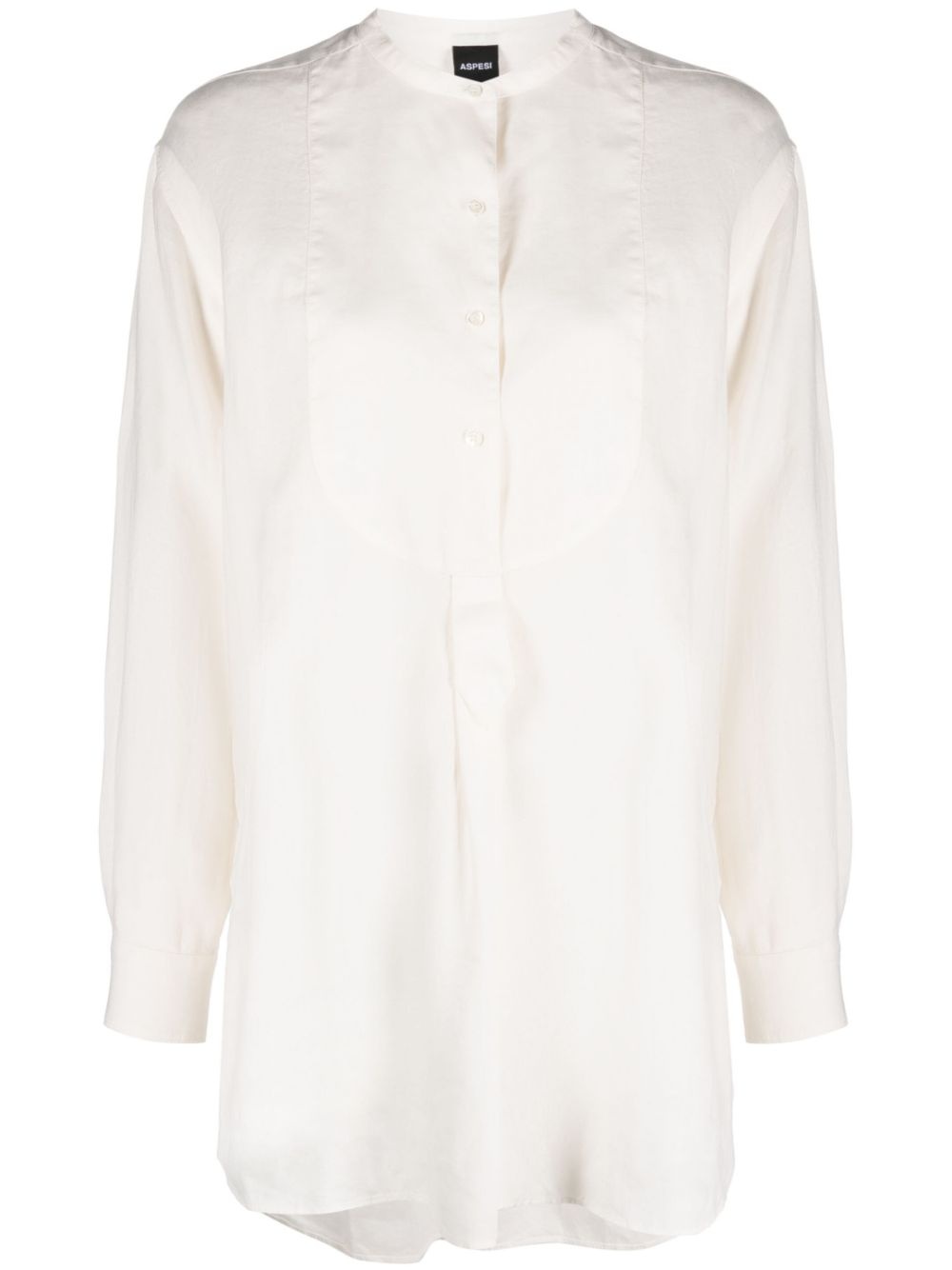 collarless linen bib shirt - 1