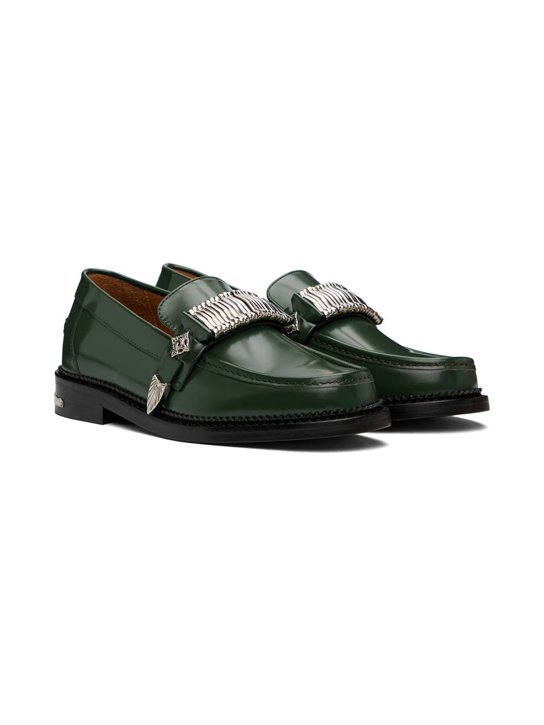 Green Polished Loafers - 4