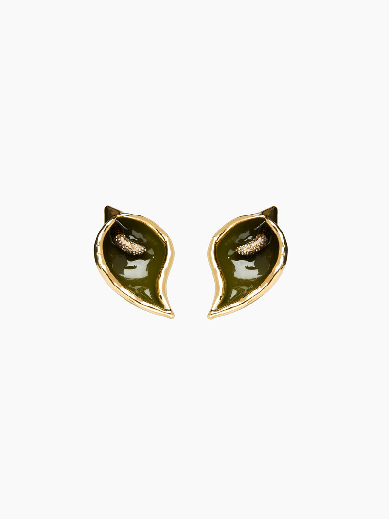 Khaki Calla Flower Clip Earrings 3
