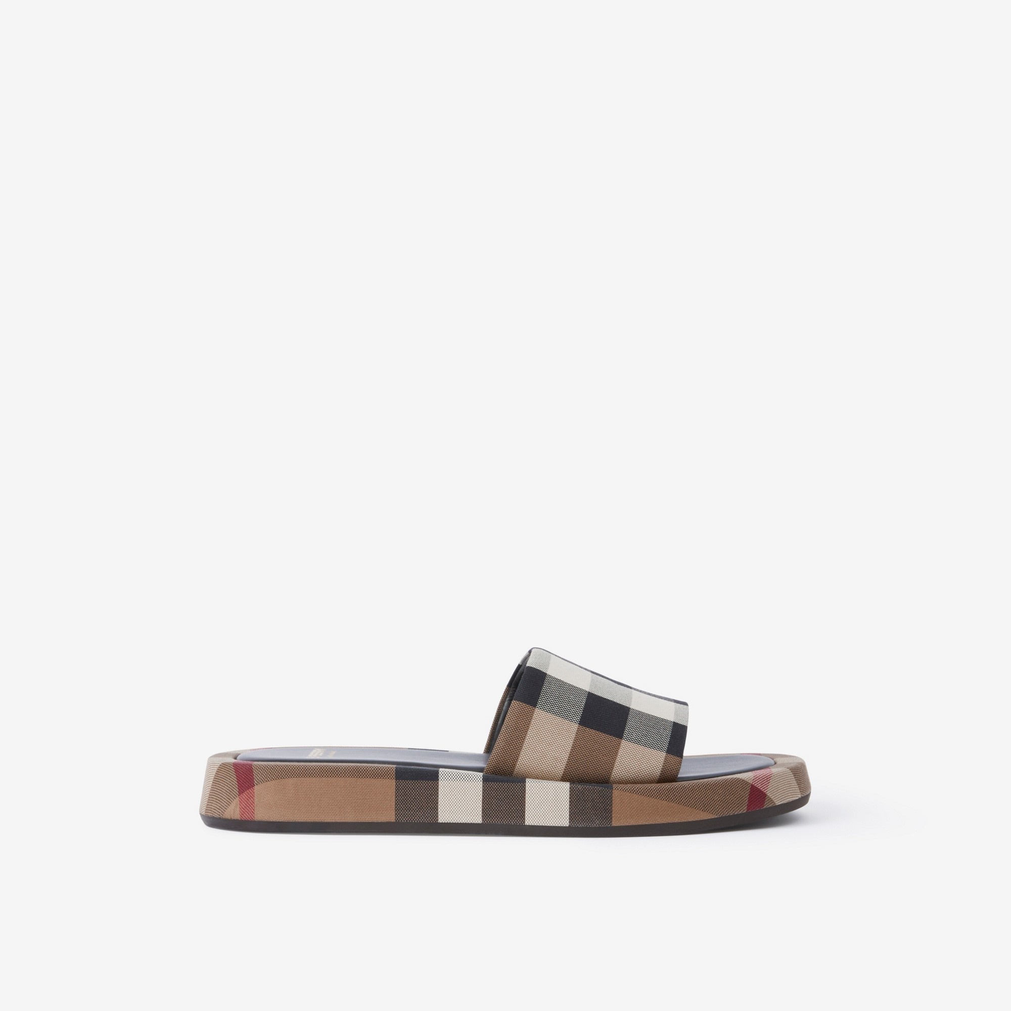 Exaggerated Check Cotton Platform Slides - 1