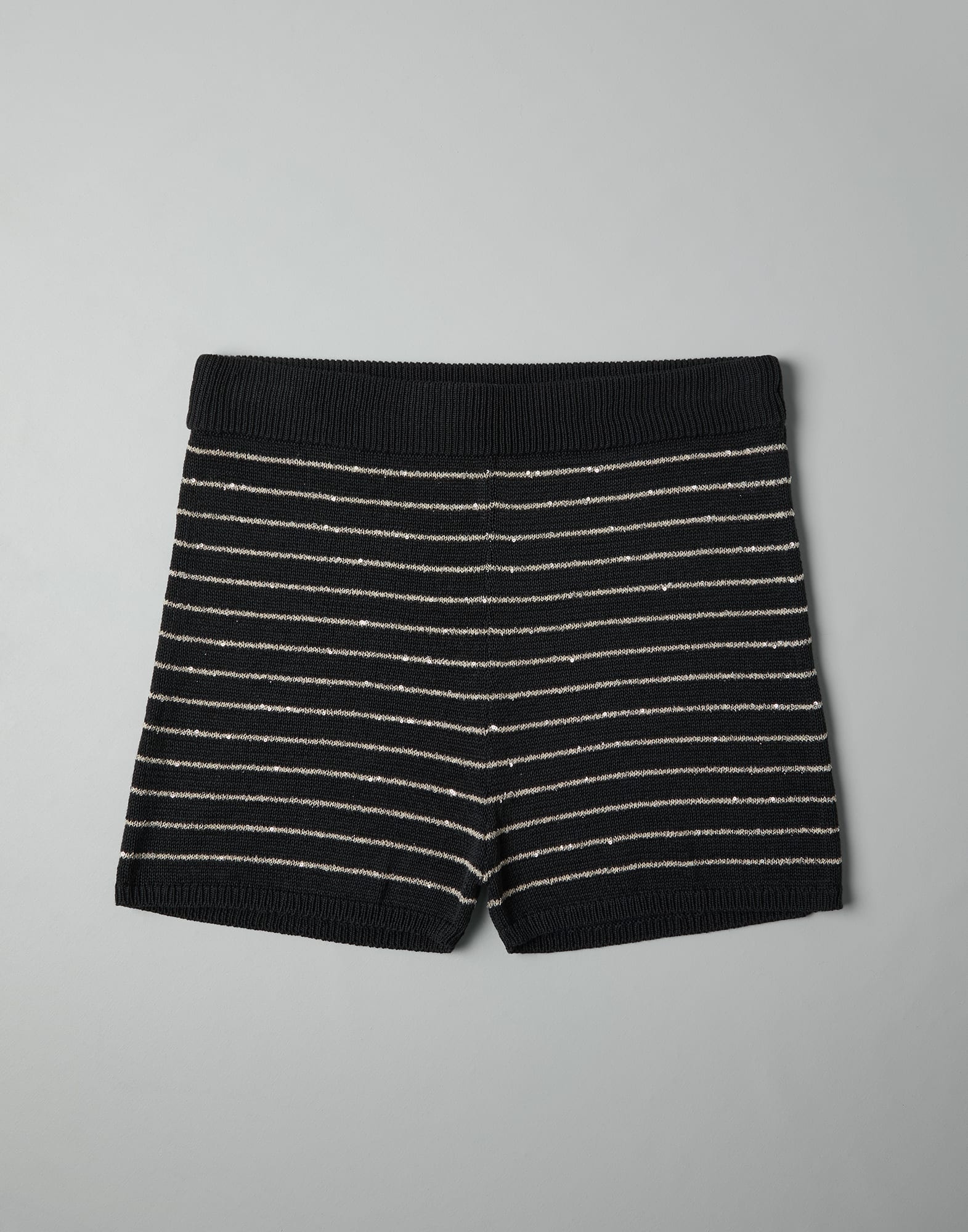 Cotton dazzling stripes knit shorts - 1