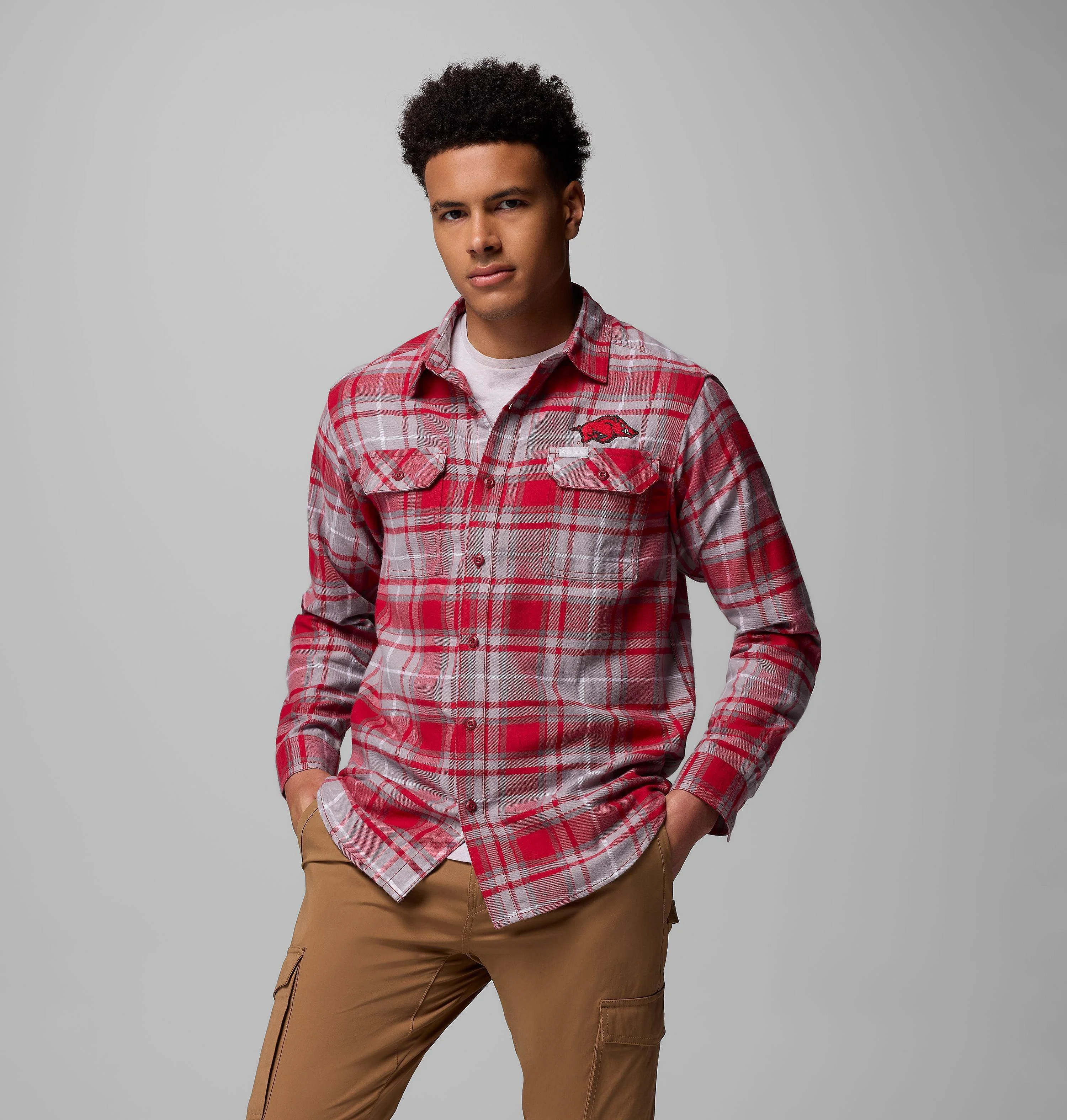 Men's Collegiate Flare Gun Flannel Long Sleeve Shirt - Arkansas - 1