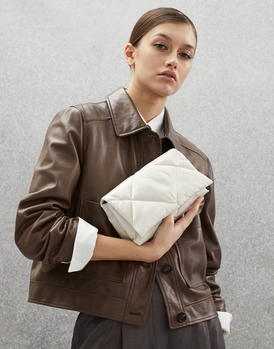 Brunello Cucinelli Matelassé nylon city bag with shiny trim outlook