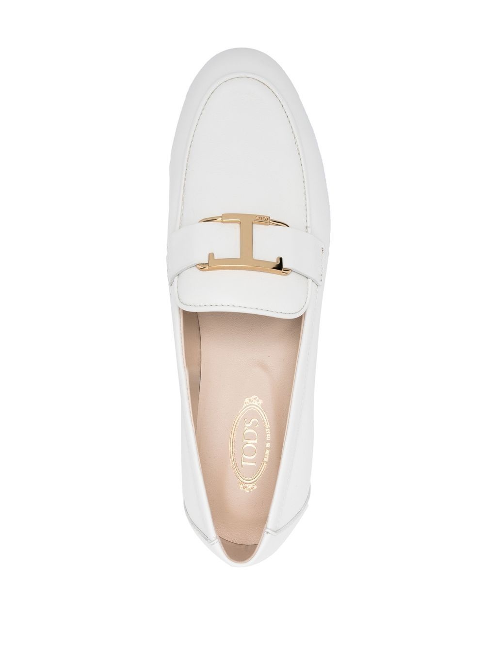 T-logo leather loafers - 4