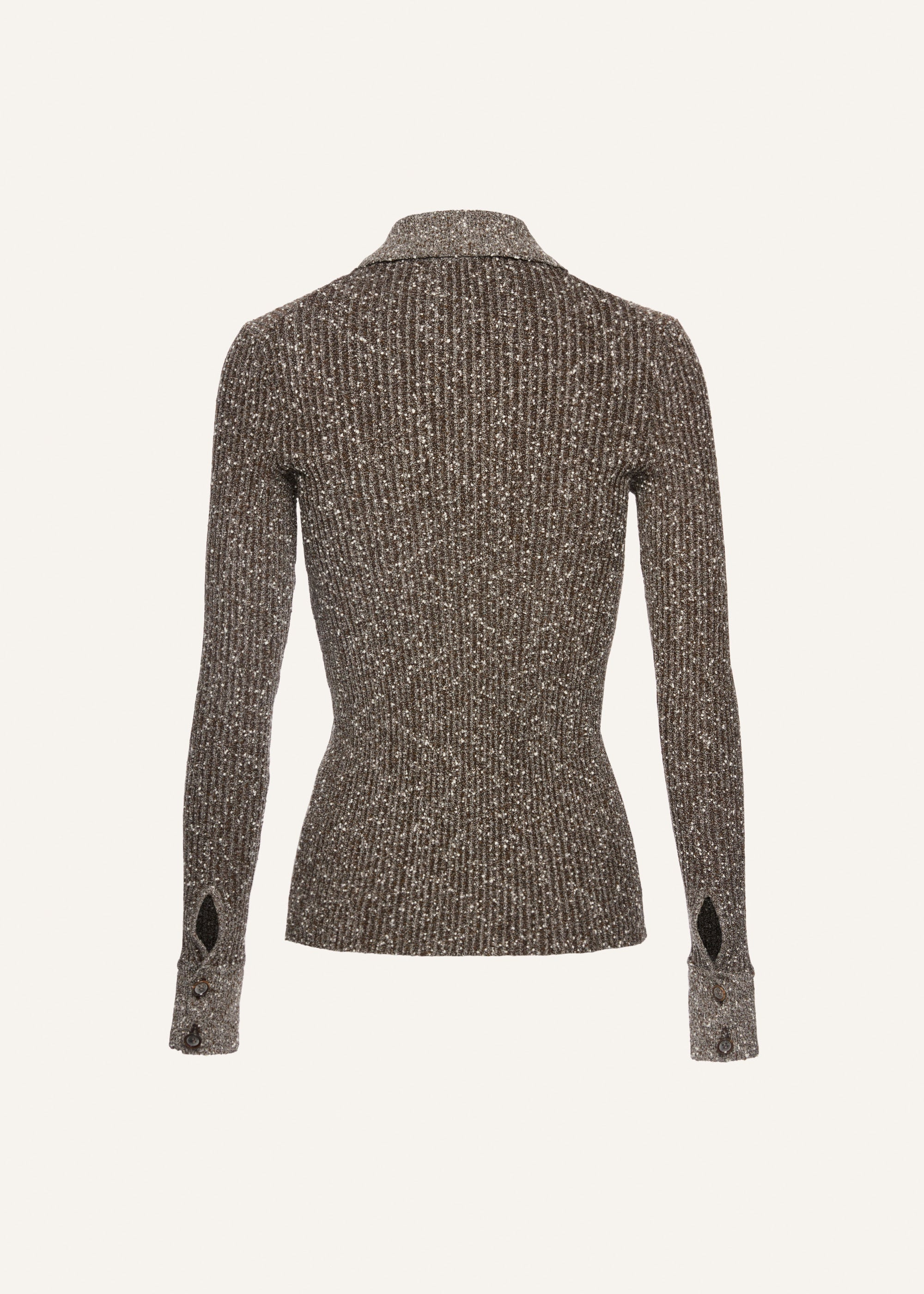 Button up knitwear cardigan in brown - 2