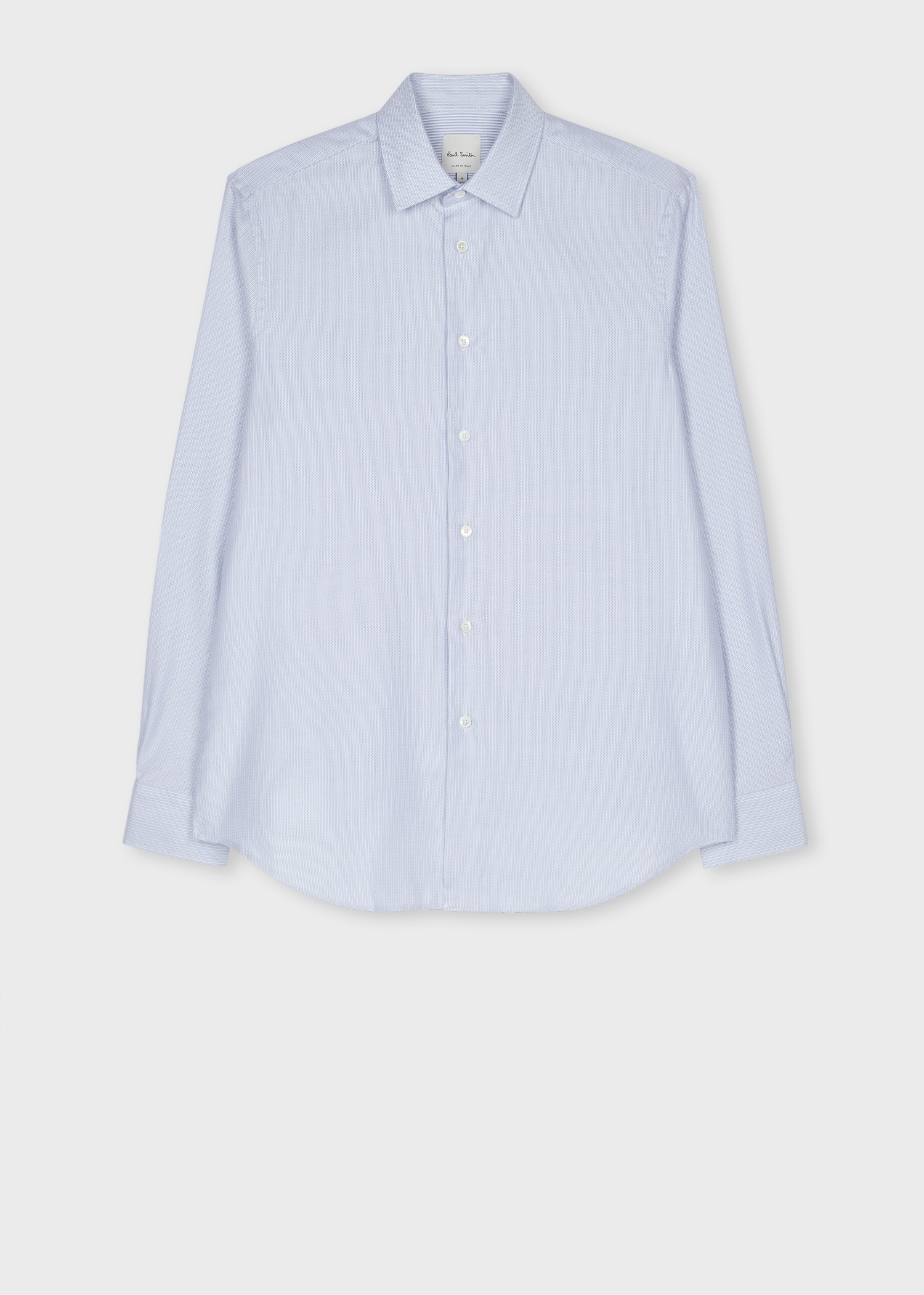 Tailored-Fit Light Blue 'Mini Geo' Easy-Care Cotton Shirt - 1