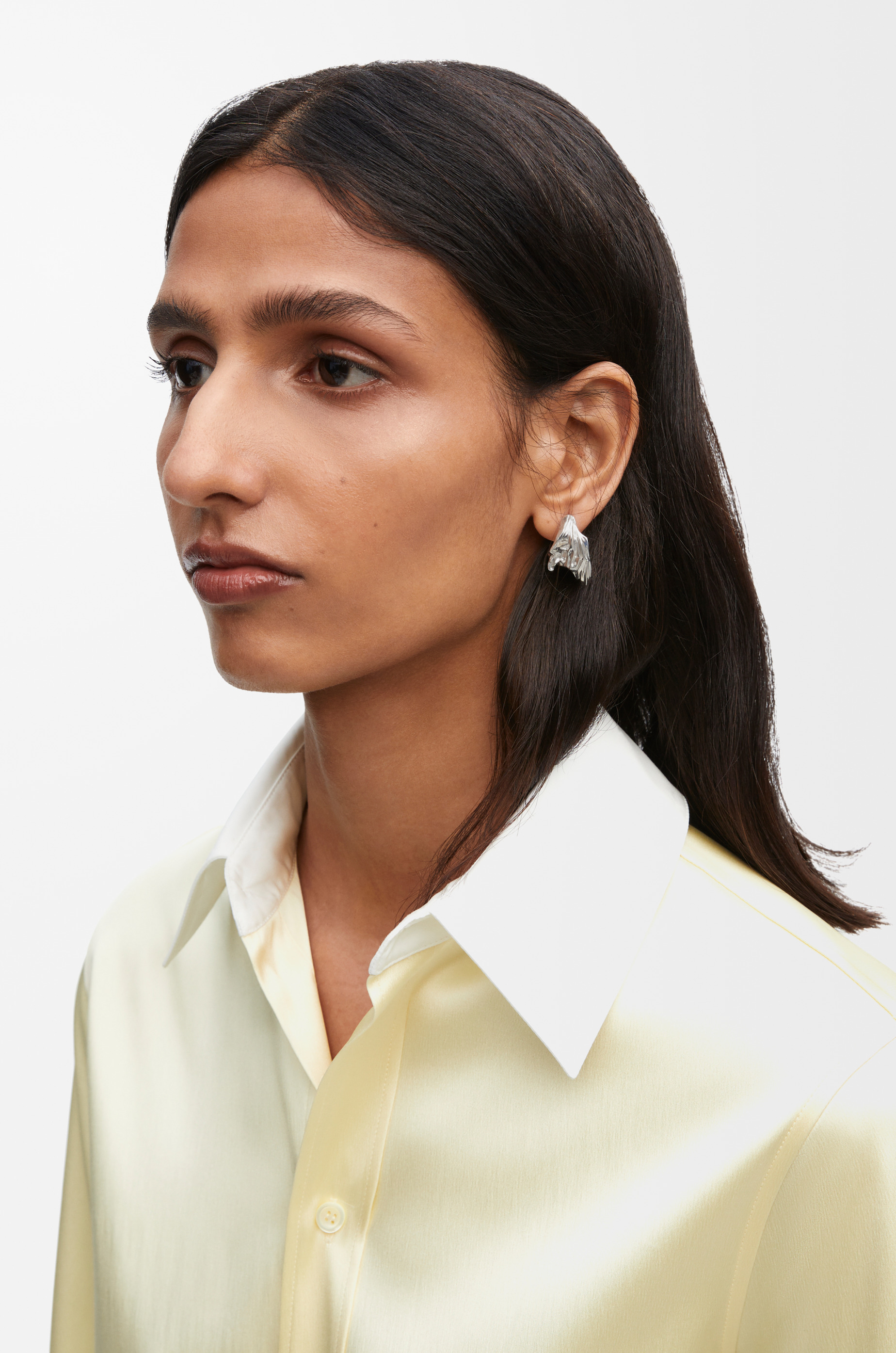 Pleated Fan hoop earrings in sterling silver - 2