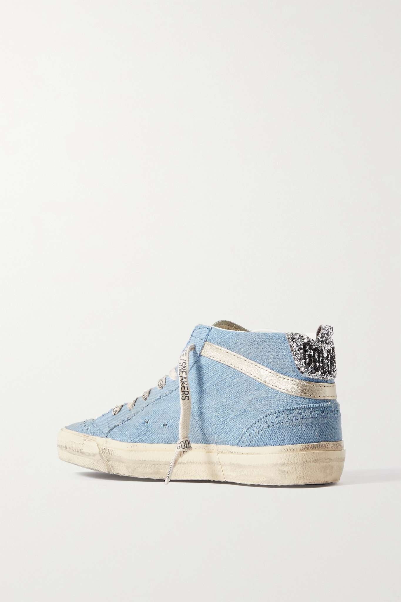 Mid Star embellished distressed leopard-print calf hair, leather and suede sneakers - 3