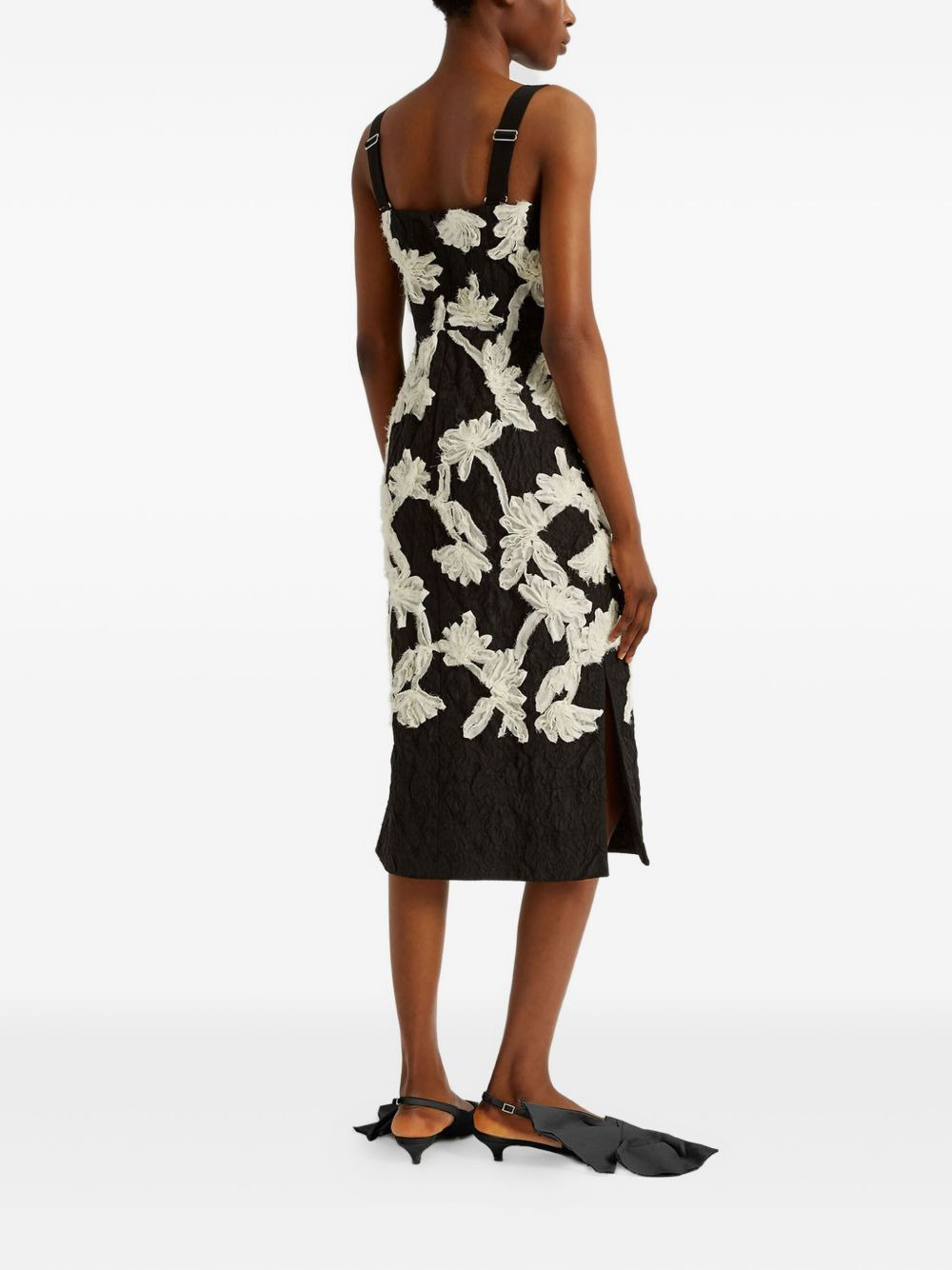 floral-applique sleeveless dress - 3