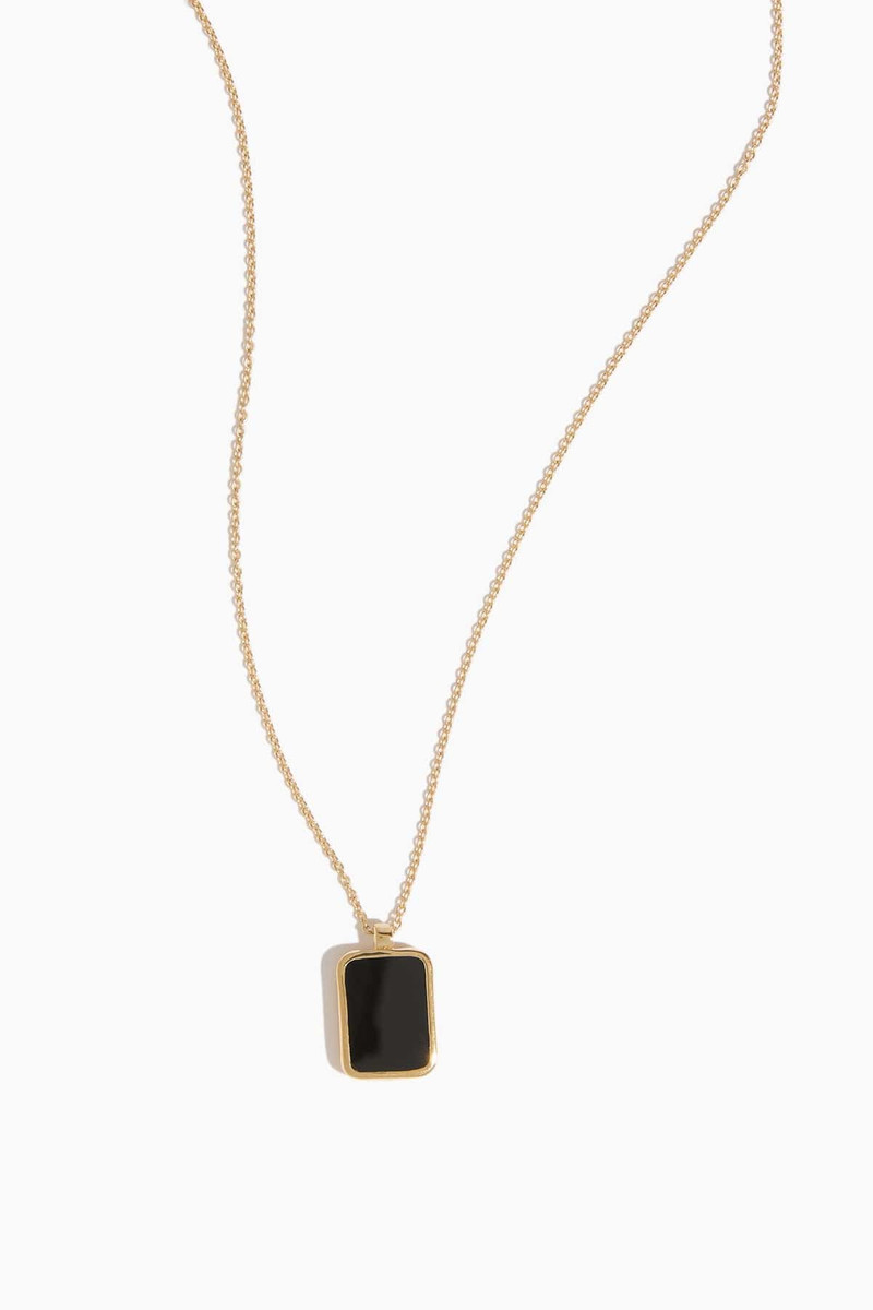 Onyx Tag Pendant Necklace in Gold 1