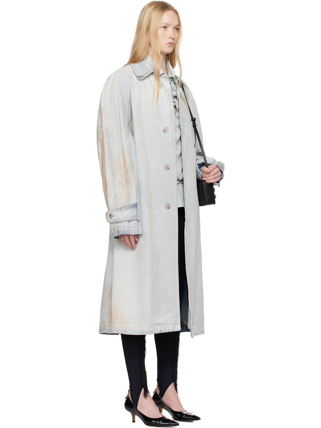 Blue Raglan Denim Trench Coat - 2