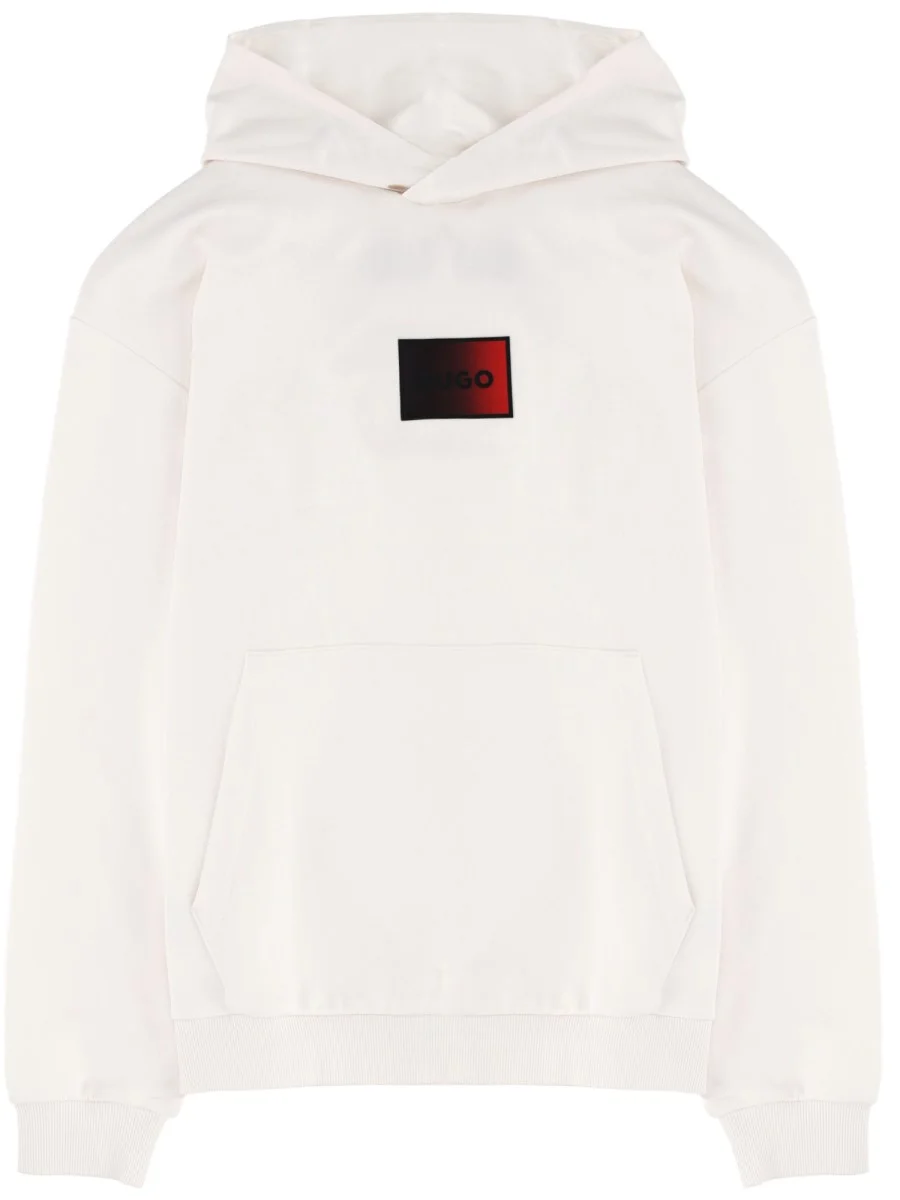 COTTON SWEATSHIRT WITH LOGO PATCH AND HOODIE - 1