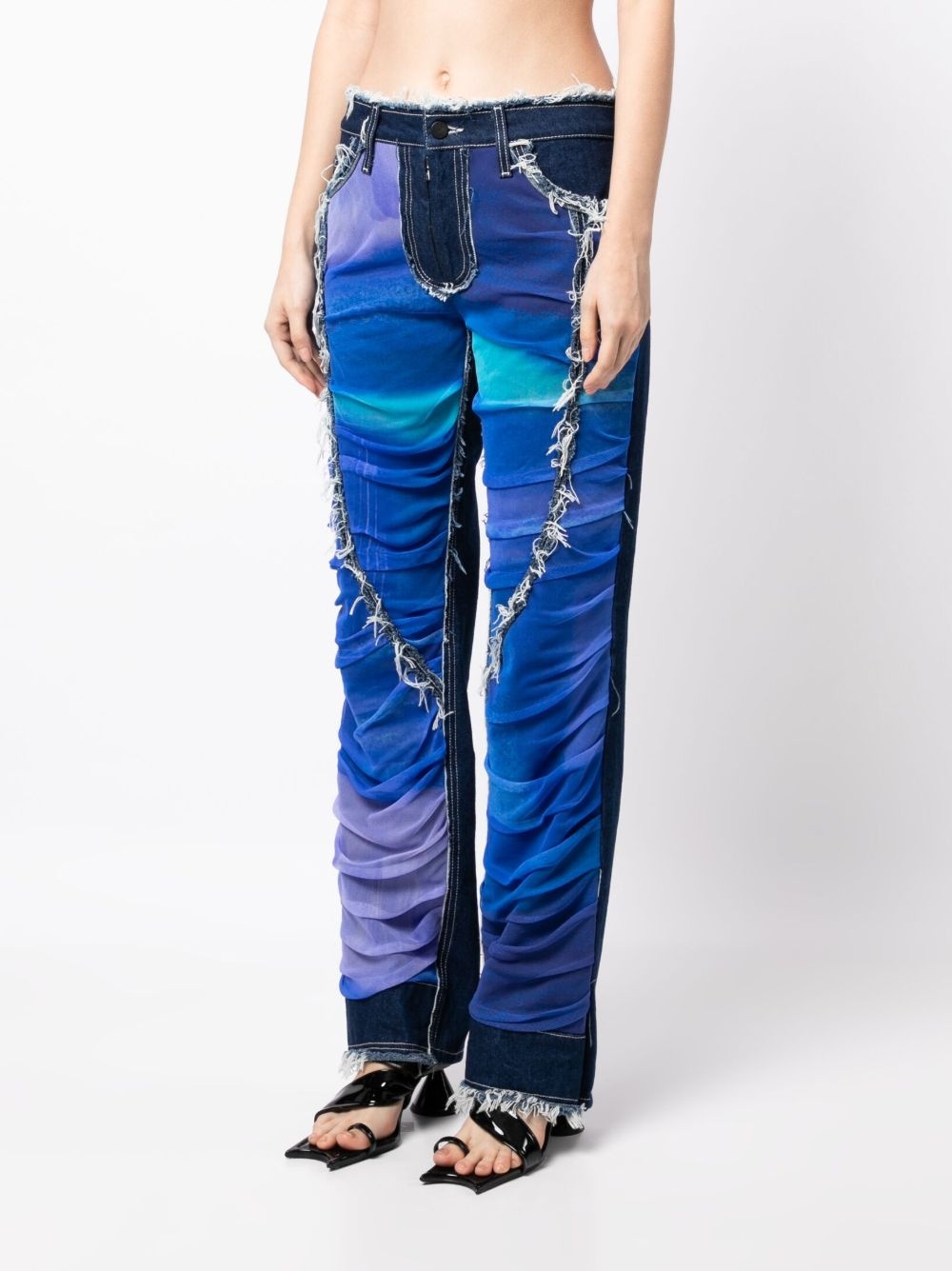 tulle-panels straight-leg jeans - 3