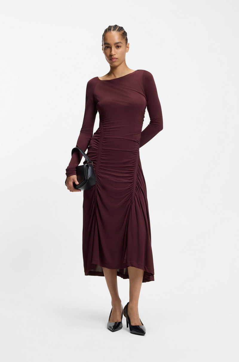 BOSS LONG-SLEEVED DRESS IN MATTE JERSEY WITH GATHERED DETAILS outlook