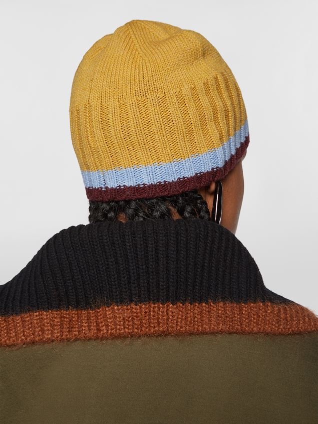 YELLOW VIRGIN WOOL RIBBED BEANIE - 3