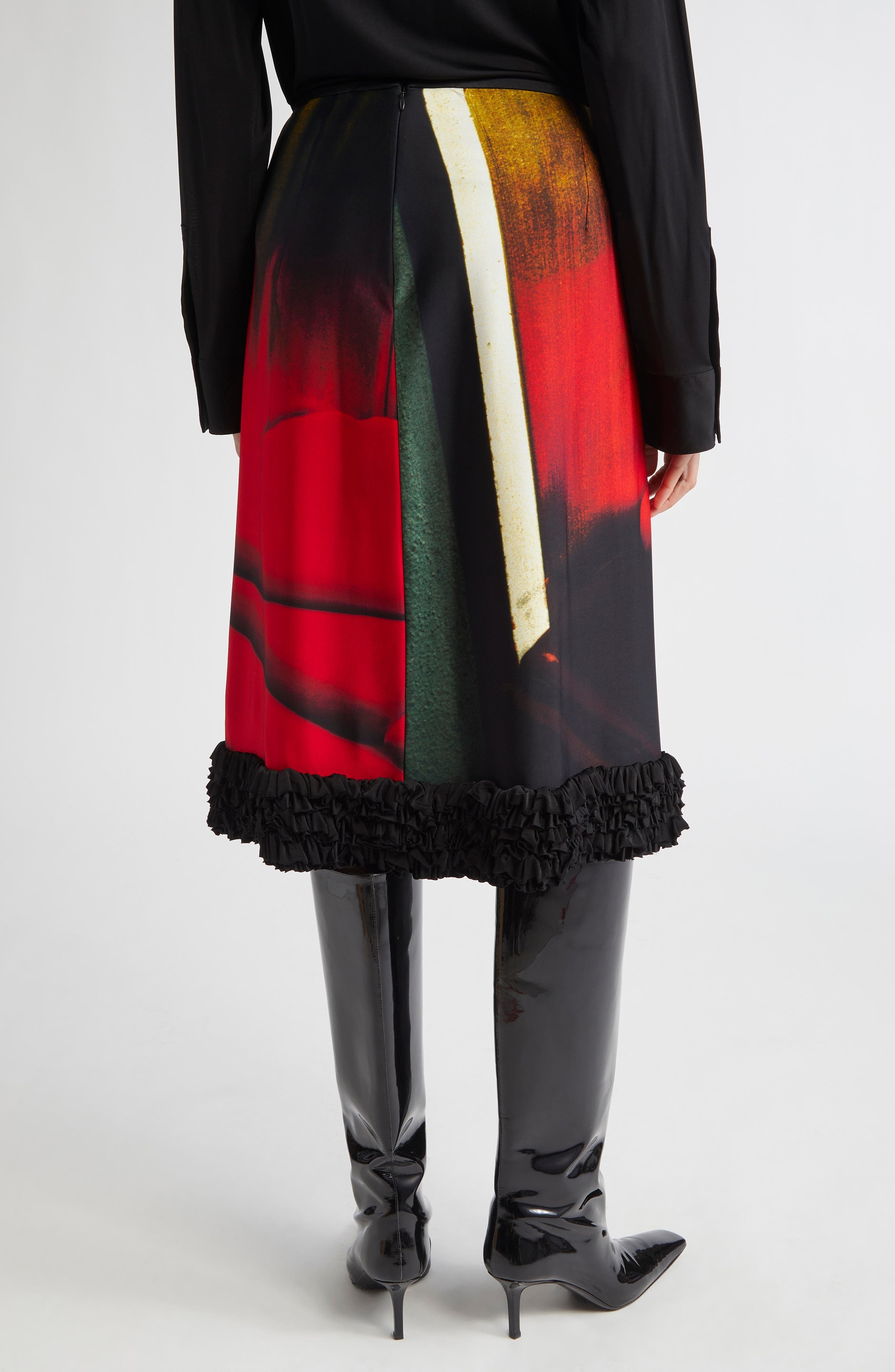 Jil Sander Print Satin Skirt in Ruby Velvet at Nordstrom - 3