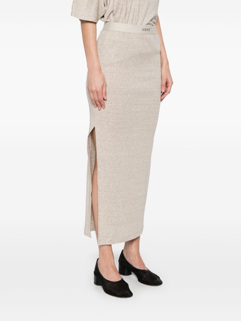 logo-waistband midi skirt - 3