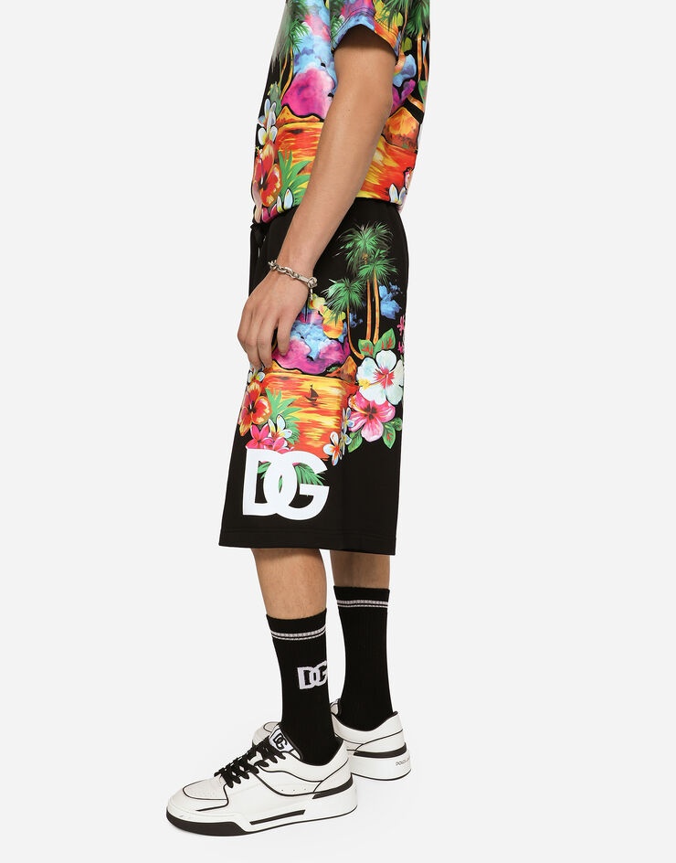 Jersey jogging shorts with Hawaiian DG logo - 2