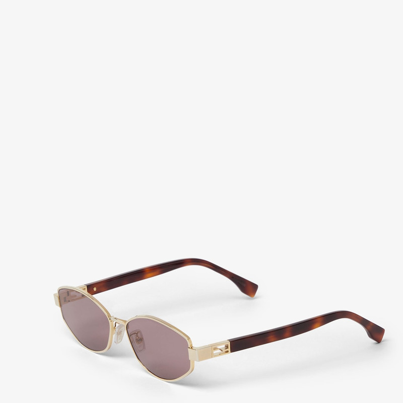 FENDI Baguette Gold-colored metal and acetate sunglasses outlook
