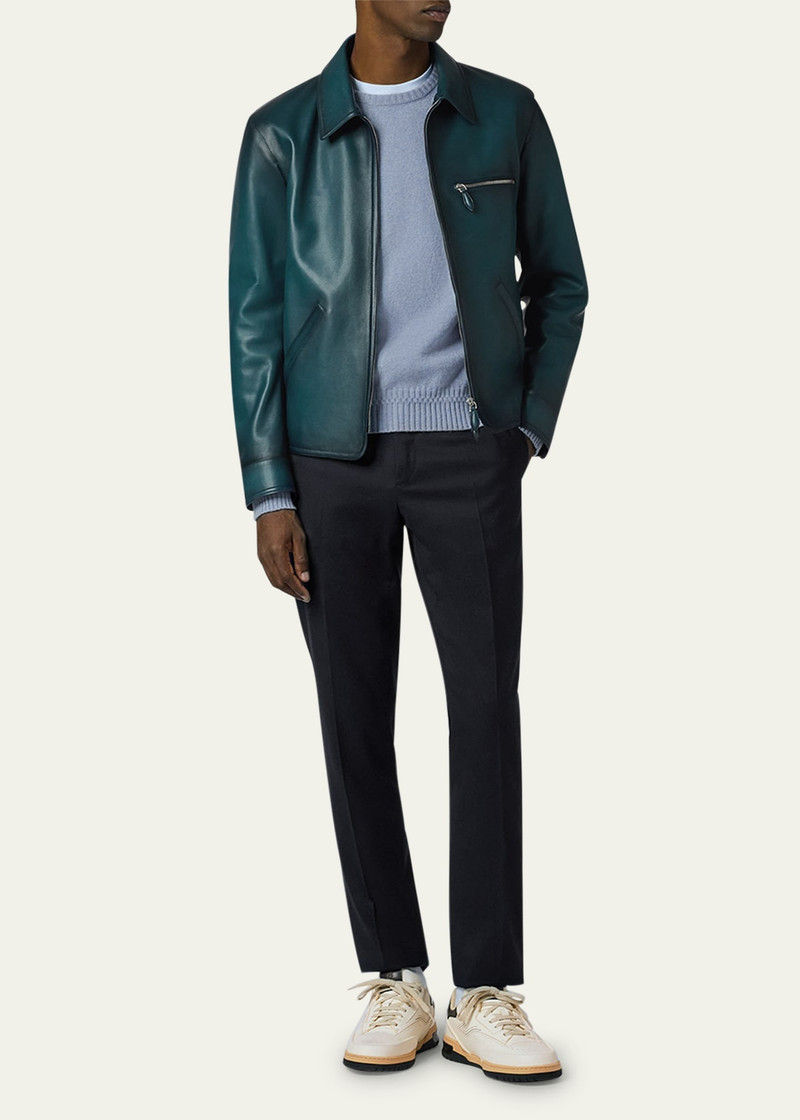 Berluti Men's Meteorite Patina Leather Full-Zip Bomber Jacket outlook