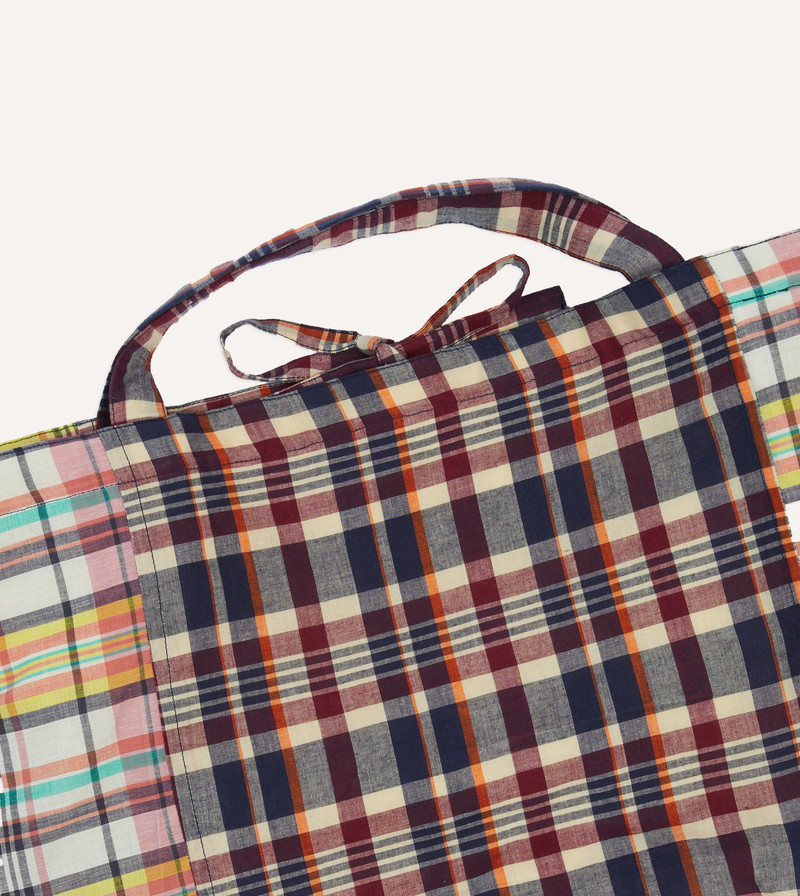 Patchwork Madras Cotton Tote Bag 5