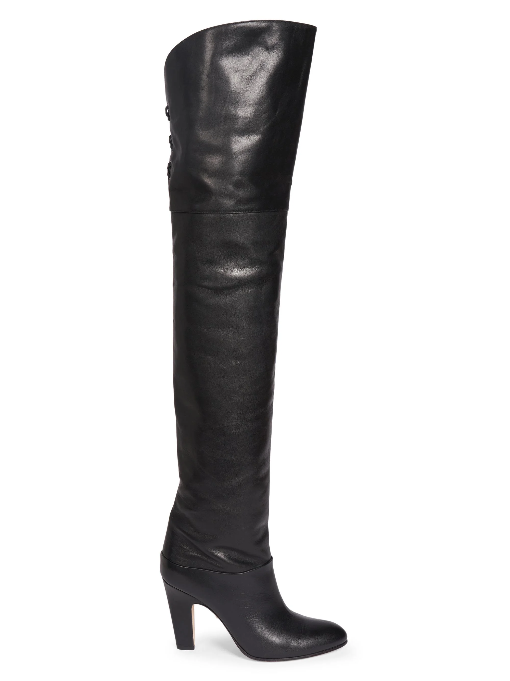 Women's Eve 70MM Leather Over-The-Knee Boots - Black - 1