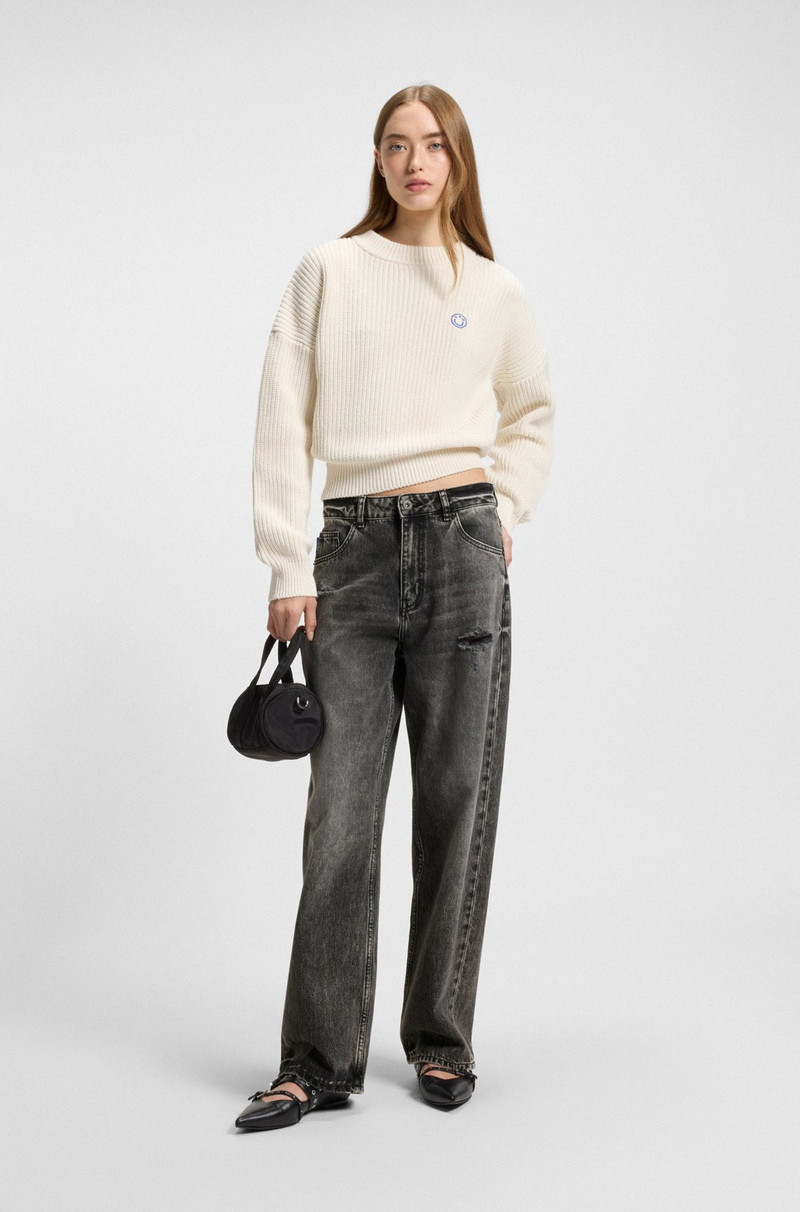 HUGO RELAXED-FIT JEANS IN DISTRESSED RIGID DENIM outlook