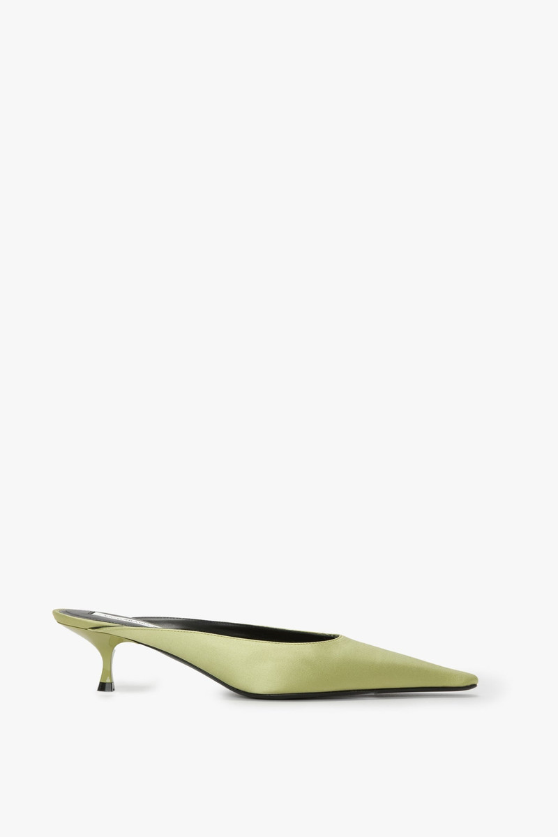 Sloan Mule In Pale Green Satin 1