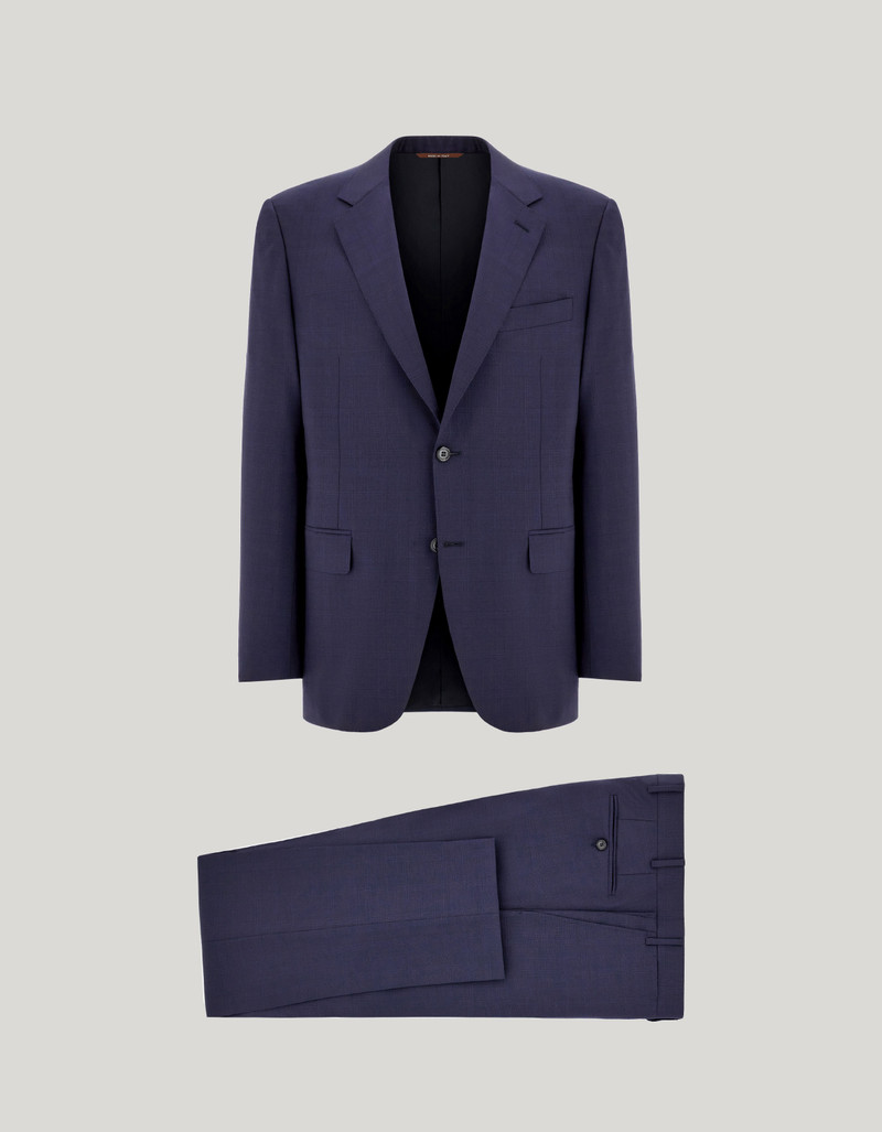LIGHT BLUE DENIM-EFFECT WOOL REGULAR-FIT SUIT 49