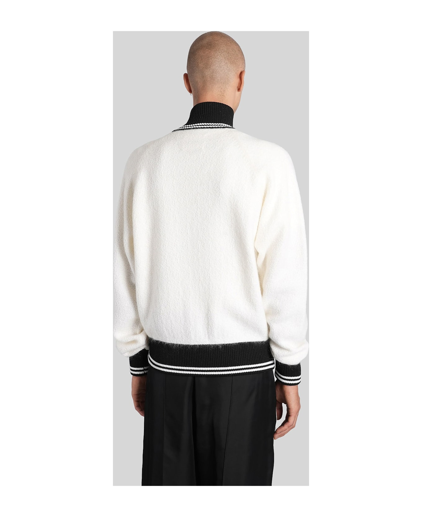 Hn Ls Zip Up Jkt Knitwear In White Wool - 3