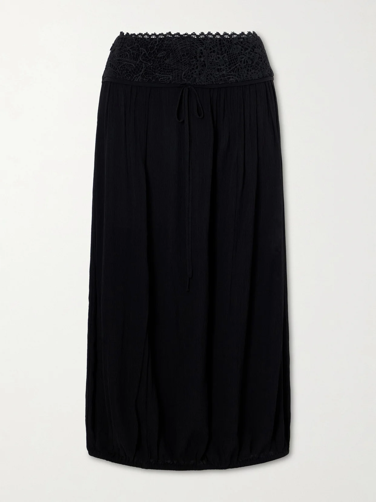 Nilma Lace-trimmed Silk Midi Skirt - 1