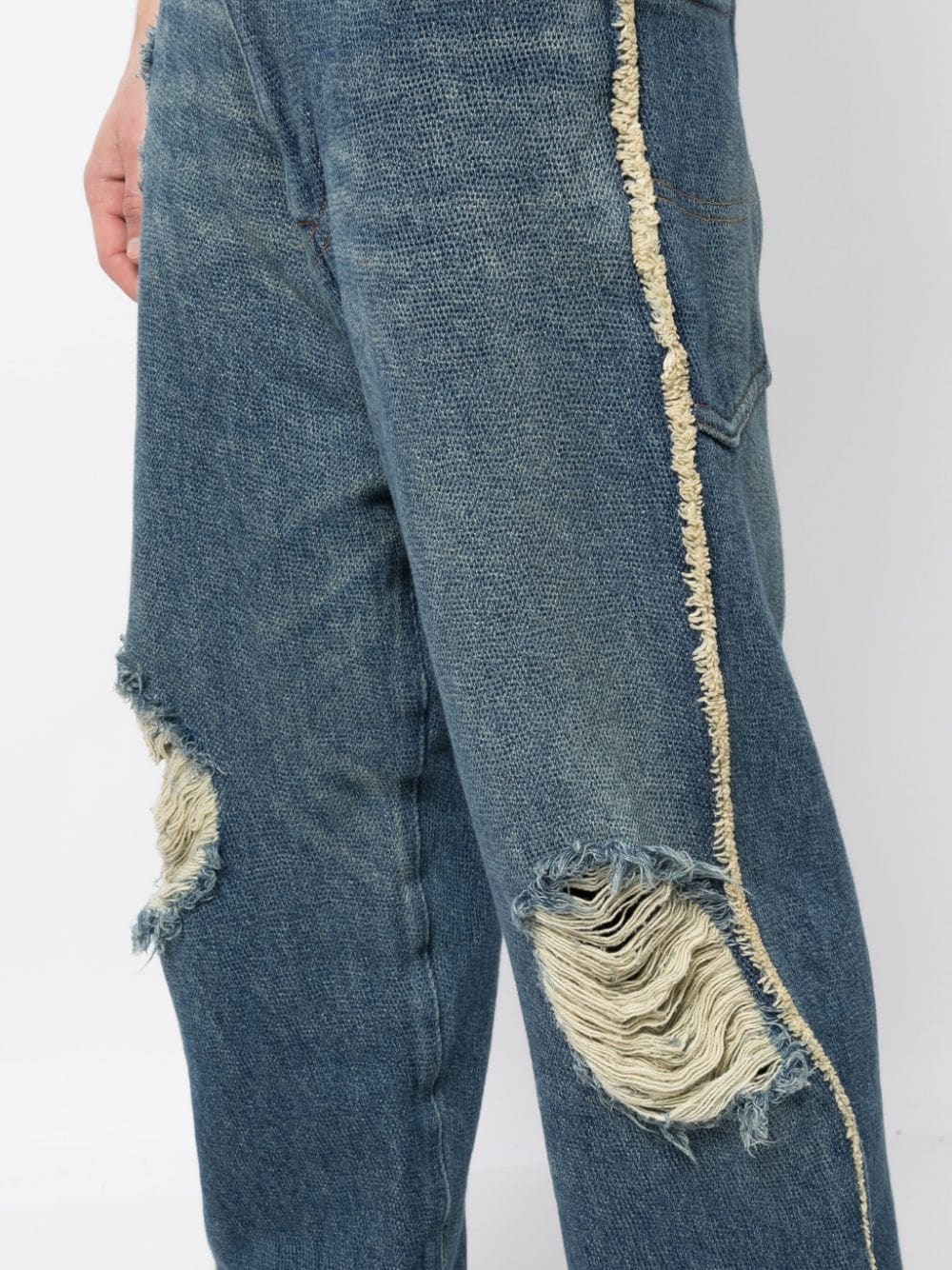 distressed low-rise straight-leg jeans - 4