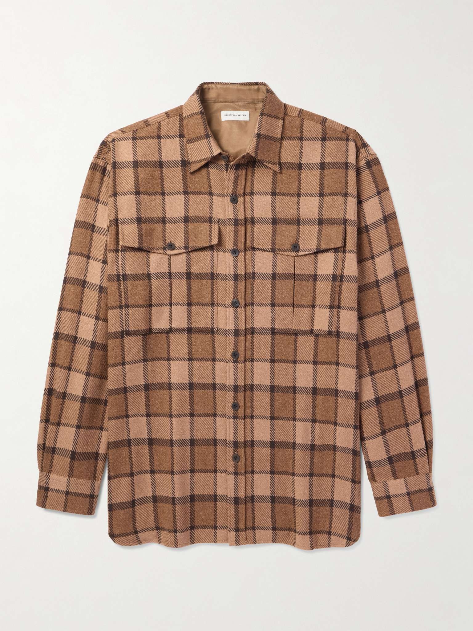 Oversized Brushed Checked Cotton-Blend Twill Shirt - 1