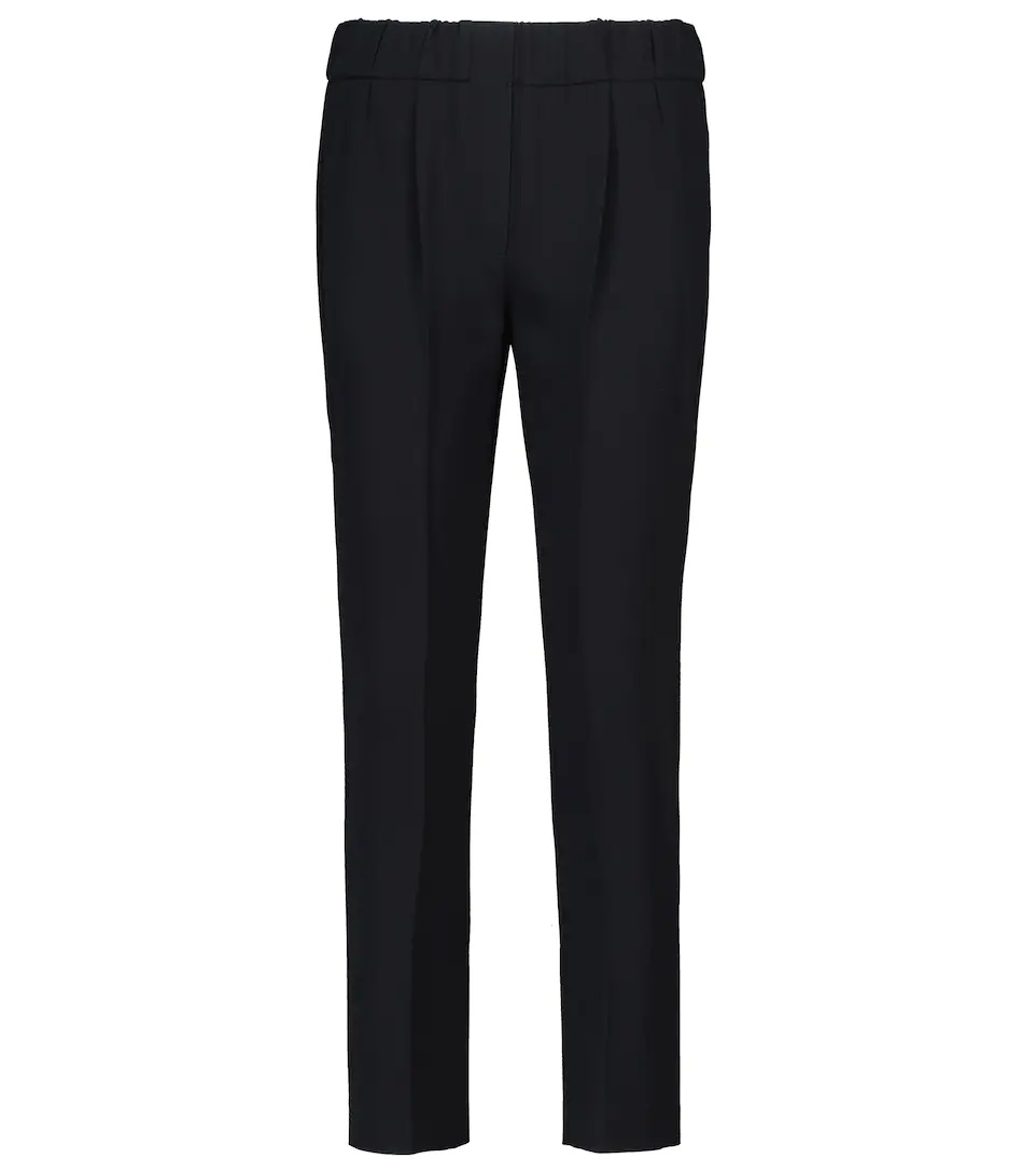 High-rise silk-blend pants - 1