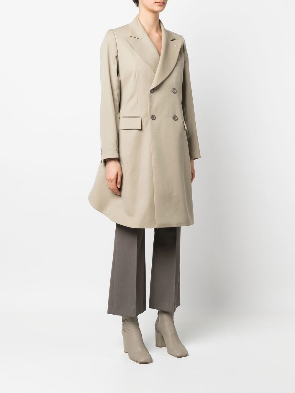 double-breasted high-low coat - 4