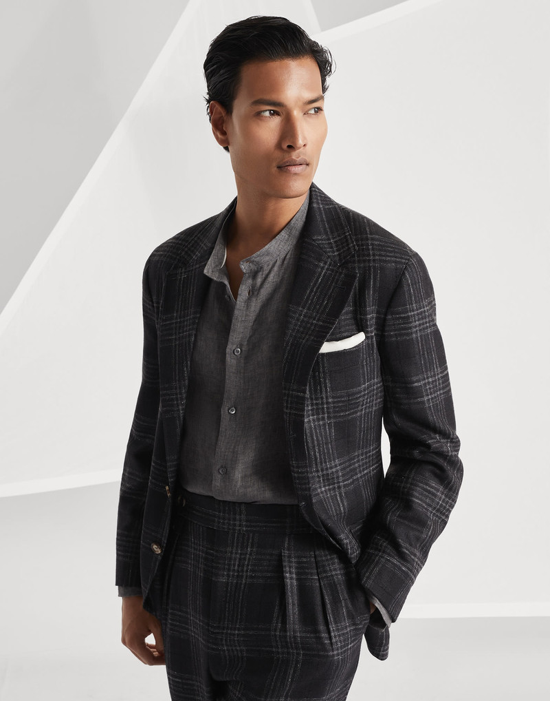 Wool, silk and linen tartan deconstructed Cavallo blazer 4