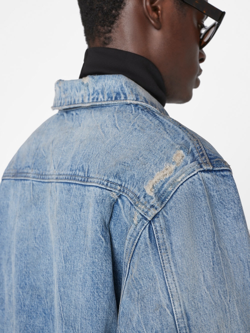 Vintage Lined Jacket in Mar Azul Destruct - 4