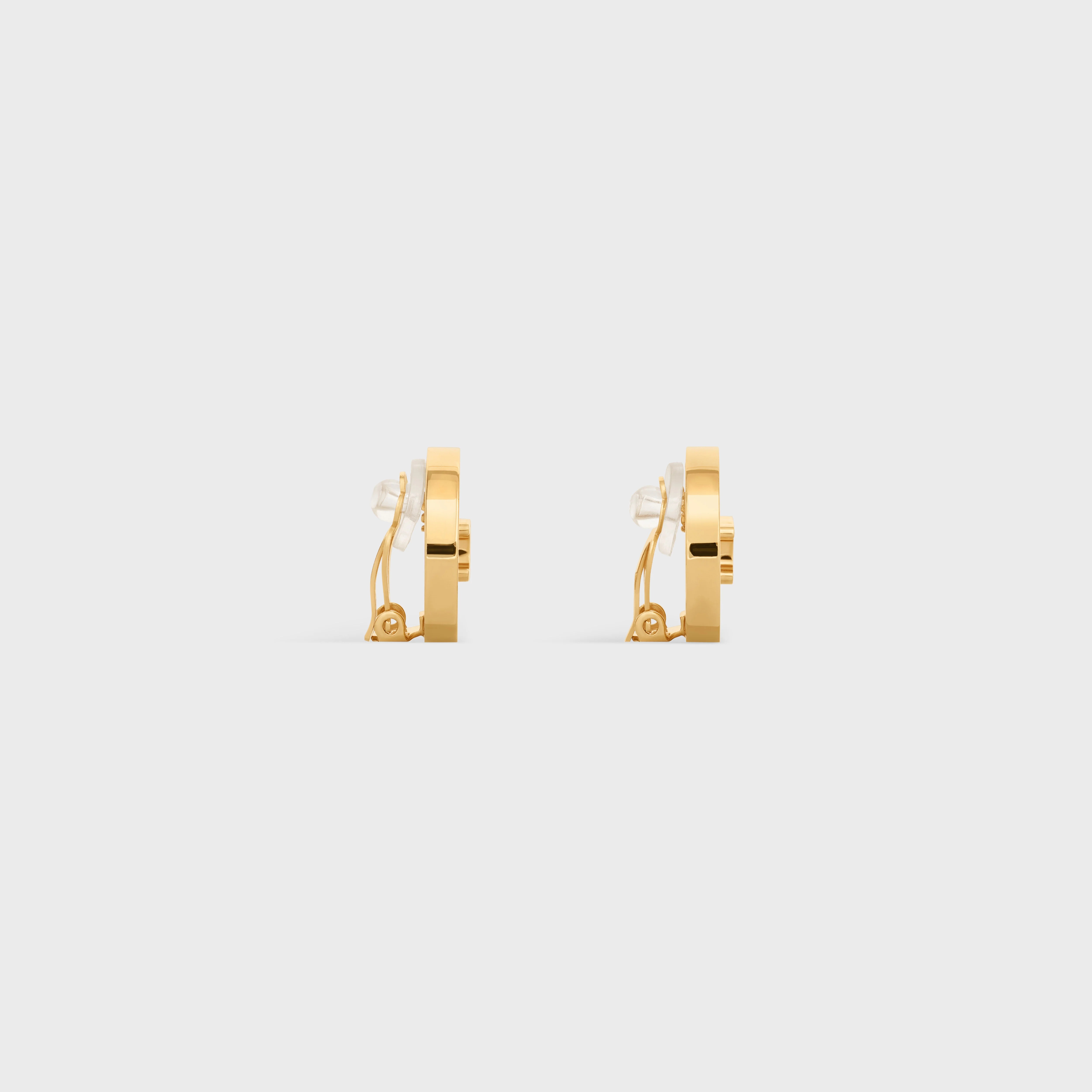 Triomphe Signet Earrings in Brass with Gold Finish - 3