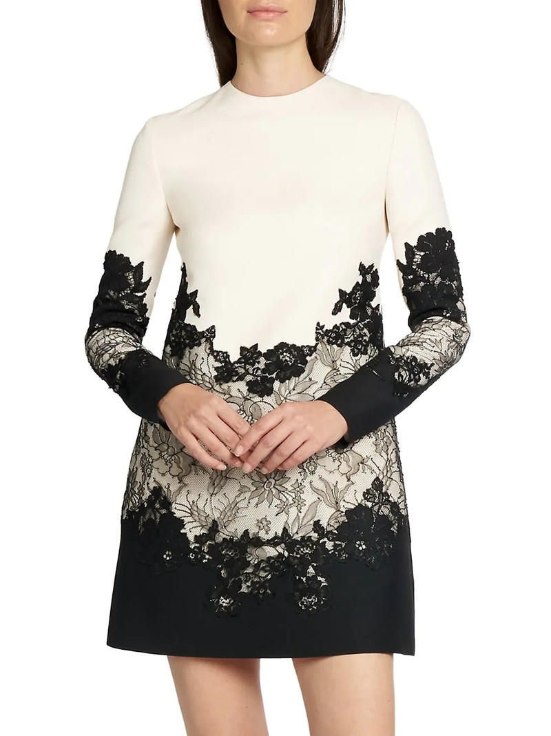 Lace-Trimmed Virgin Wool &amp; Silk Mini Dress 3