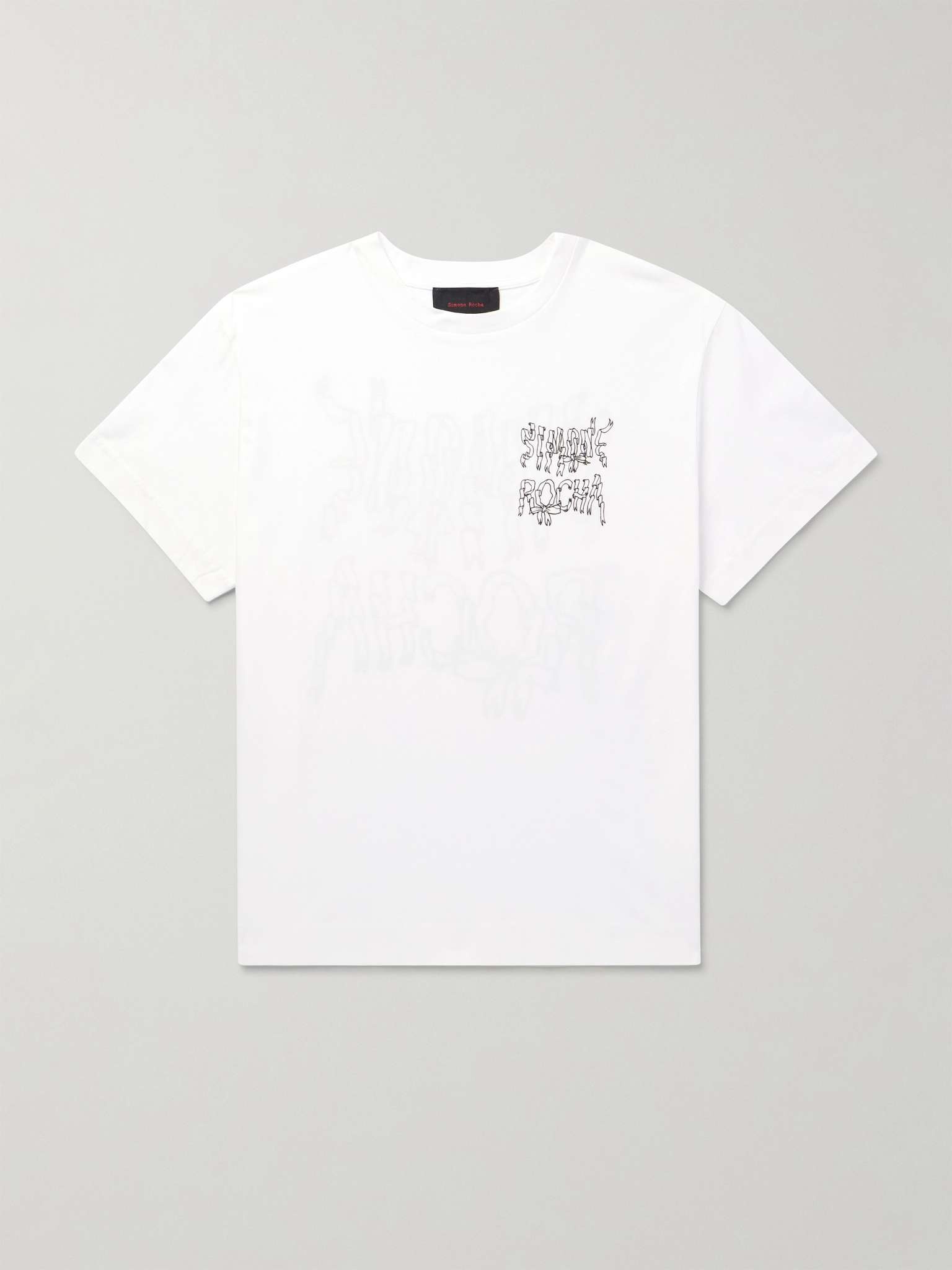 【関税込み】Simone Rocha ホワイト Ribbon Logo Tシャツ Simone Rocha Ribbon Logo Print Short Sleeve T-Shirt (White