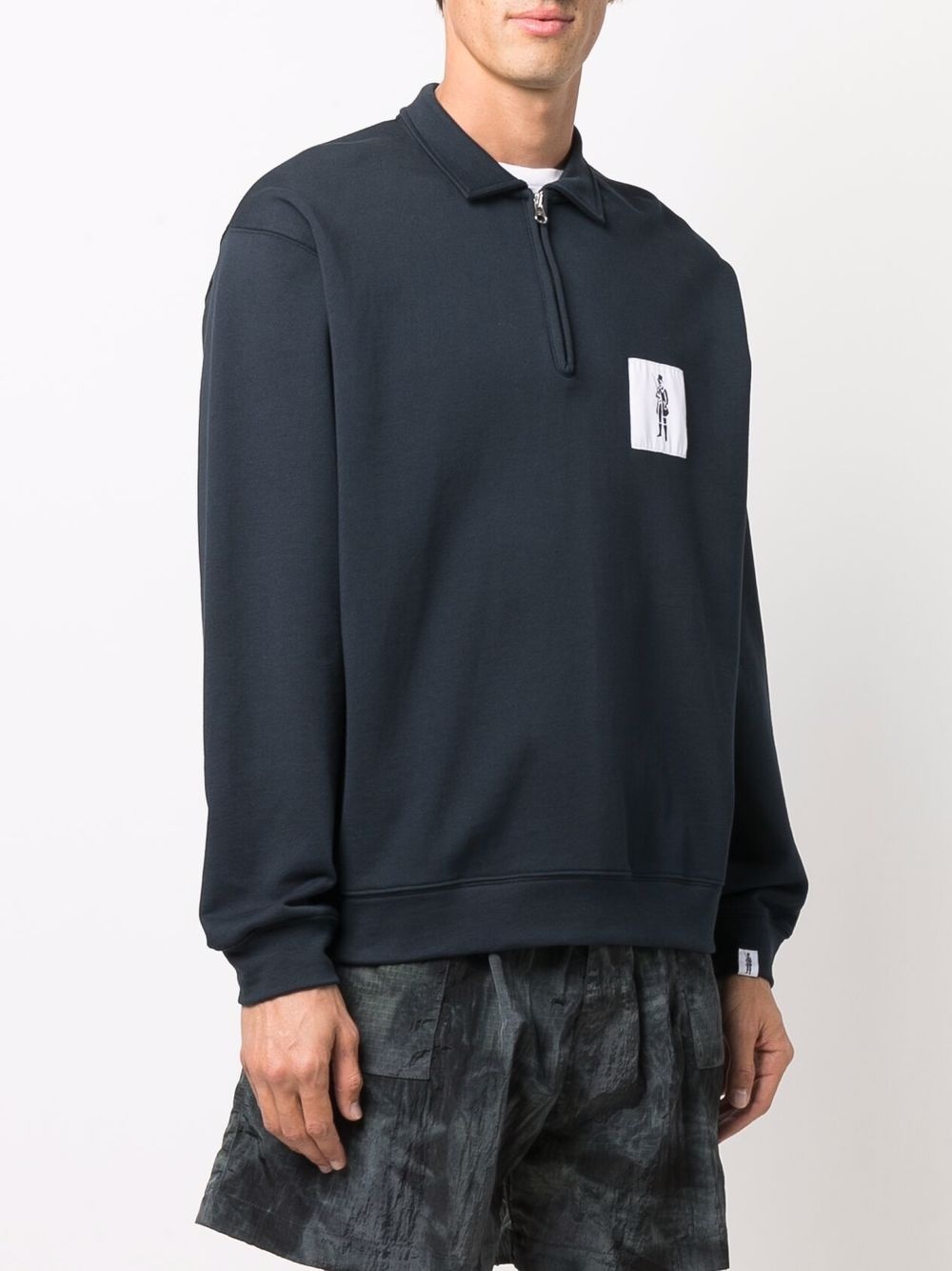 logo-patch zip-placket polo sweatshirt - 3