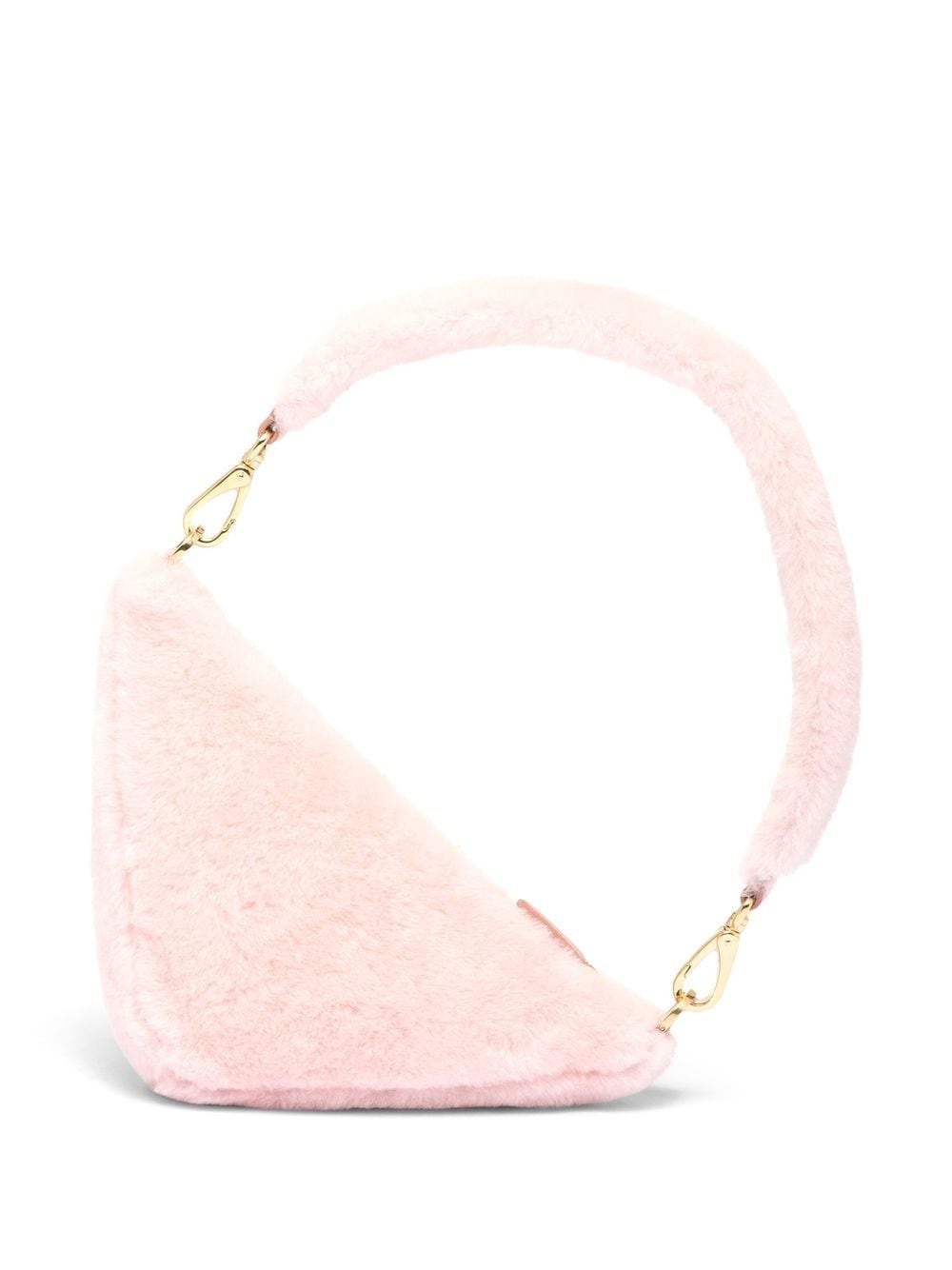 mini triangle logo shearling shoulder bag - 3