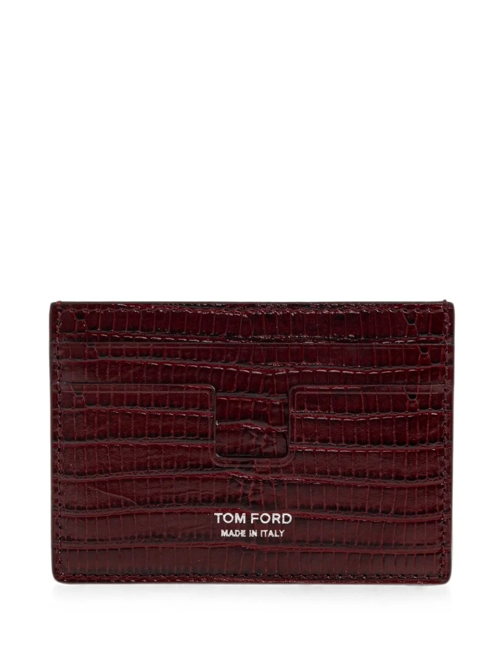croc-effect leather card holder - 1