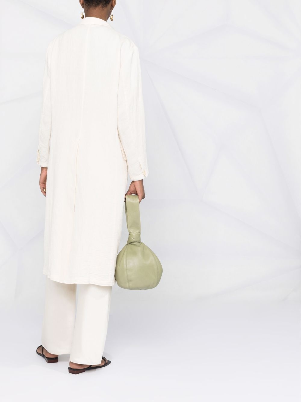 peak-lapels button-front mid-length coat - 4