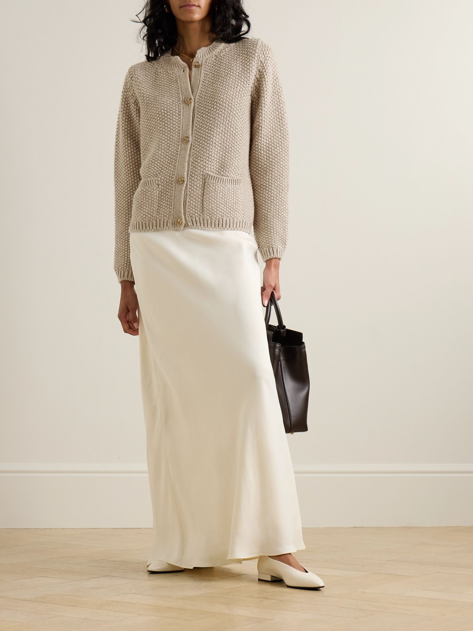Baranca embellished linen and cashmere-blend cardigan Light brown - 2