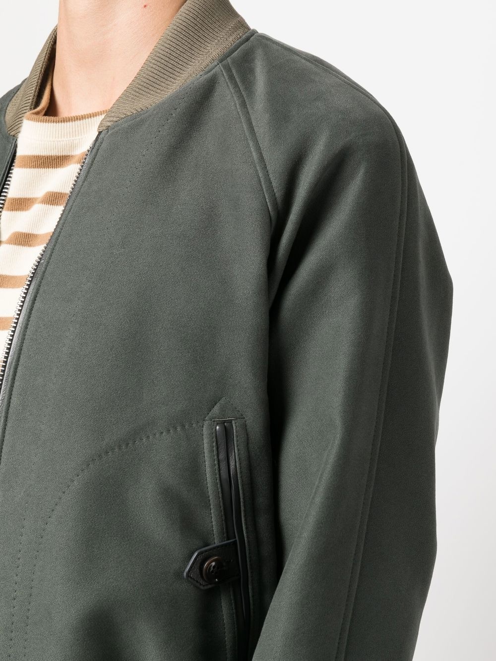 ribbed-detail zipped-up bomber jacket - 5