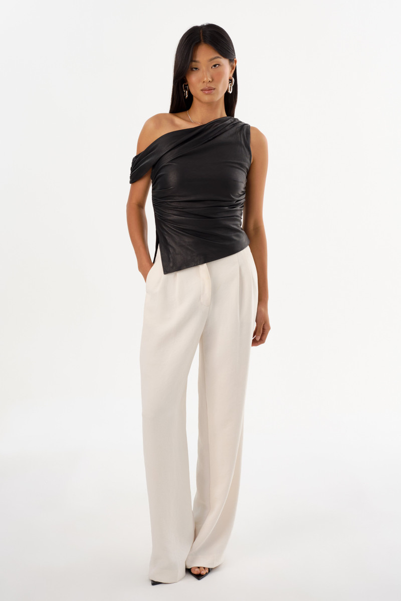 SANNE | Leather Draped Top 3