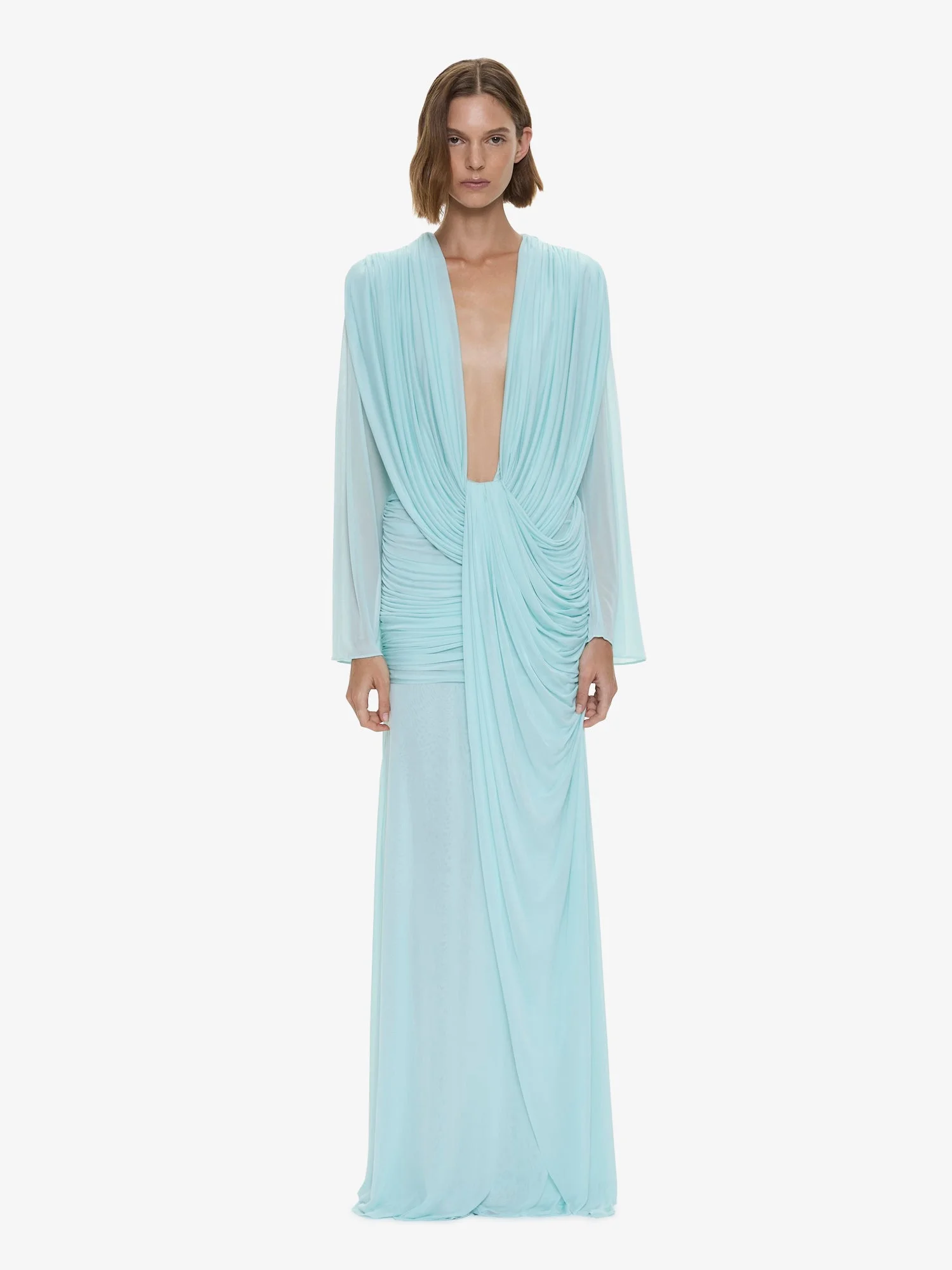 Ripple Drape Long Sleeve Gown - 1