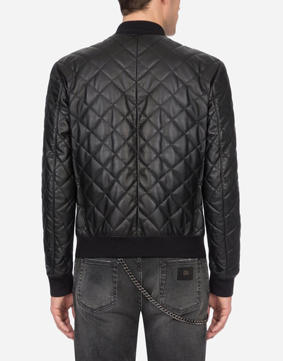 Dolce & Gabbana Quilted leather jacket with branded plate outlook